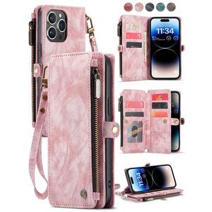 iPhone 14 Zipper Wallet Phone Case with Card Holder
